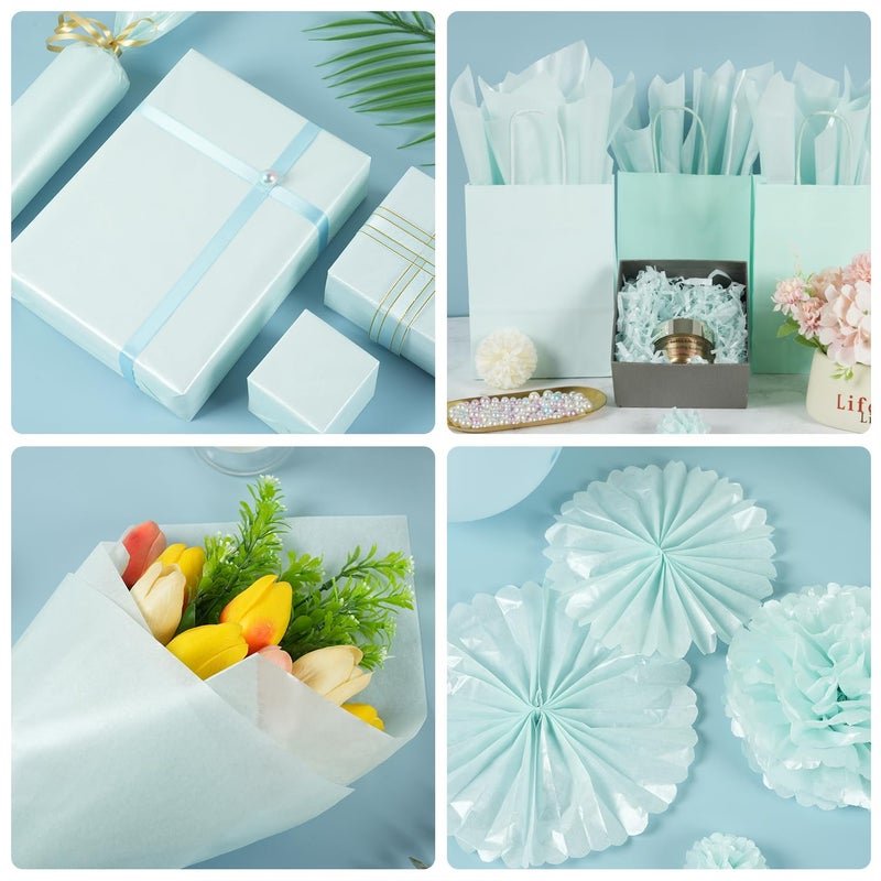 RUIFUN Metallic Light Blue Tissue Paper Sheets 20 x 14 inches  60 Sheets Shiny Baby Blue Tissue Paper for Gift Bags Crafts Gift Wrapping  Blue Tissue Paper Bulk for Birthday Weddings Baby Shower Party Decor - Image 4